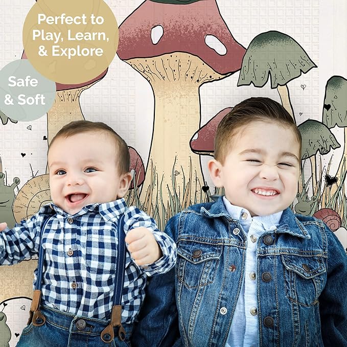 JumpOff Jo Foldable Foam Play Mat – Large Waterproof Baby & Toddler Activity Floor Mat, Double-Sided 70 x 59 Inch Play Surface