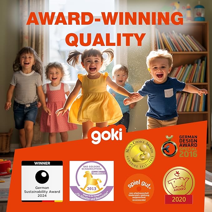 Goki Wooden Pound-A-Peg Toy with Hammer | Classic Pounding Bench for 2 Year Olds | Preschool Learning & Montessori Activity Set - Durable Educational Birthday Gift for Toddlers