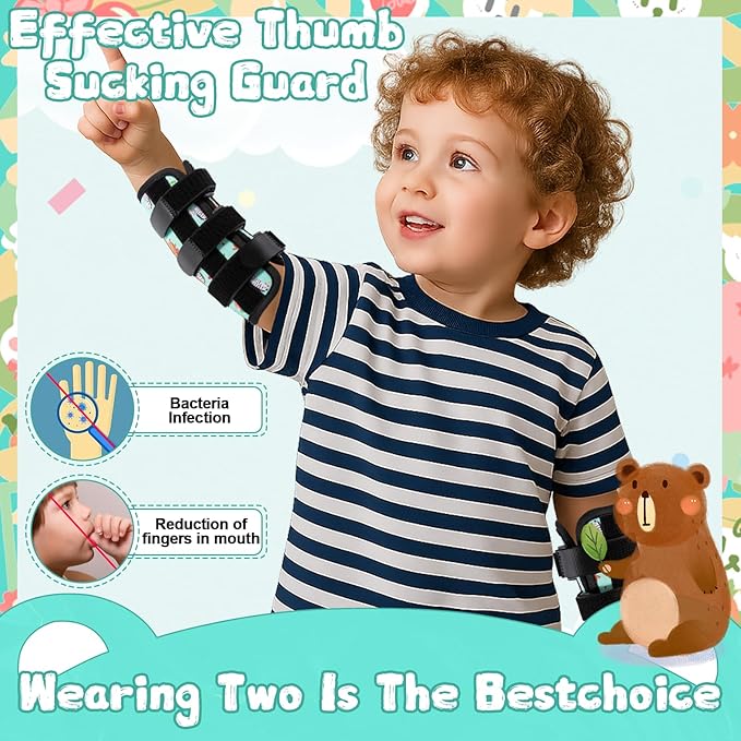 2 Pcs Thumb Sucking Deterrent, Green Forest Elbow Thumb Guard for Thumb Sucking, Nail Biting Treatment for Kids Prevention Anti Nose Picking for Boys Girls Finger Sucking Prevention