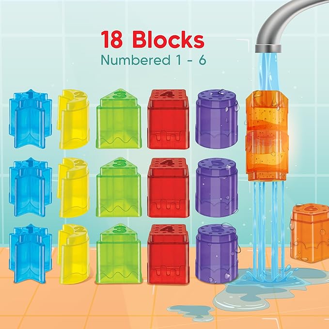 Imagimake Bath Blocks Baby Toys | Leaps & Bounds Bath Toy for Toddlers 12+ Months | Learning Toy for Toddler & Infant | 3-in-1 Play & Learn | Strain, Stack & Learn Numbers | Gift for Kids 1+ Year Old