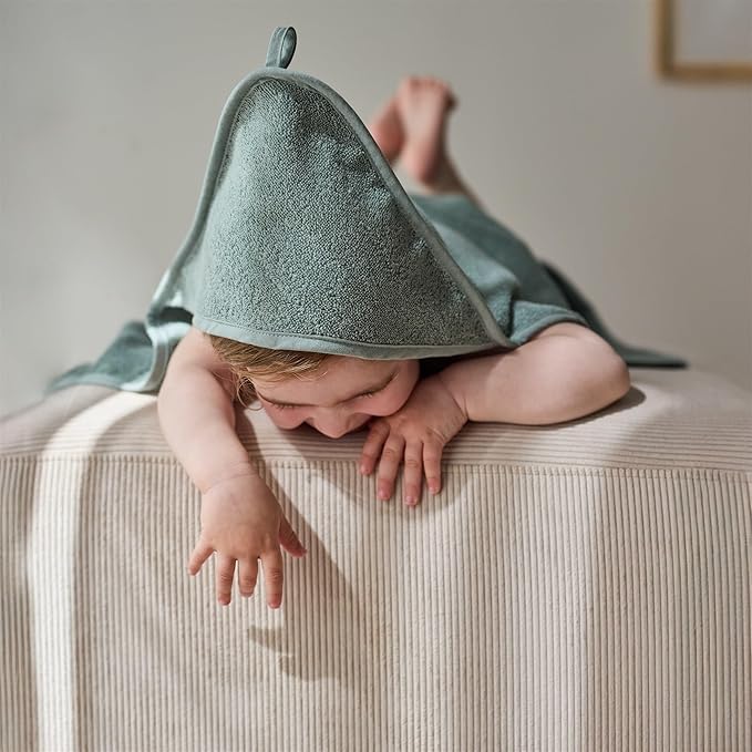 Hooded Baby Towel - 100% Organic Cotton Baby Bath Towels – Baby Towels, Baby Bath Towels for Baby Boy, 32" x 32" Super-Soft and Absorbent Baby Towels for Newborn (Roman Green)