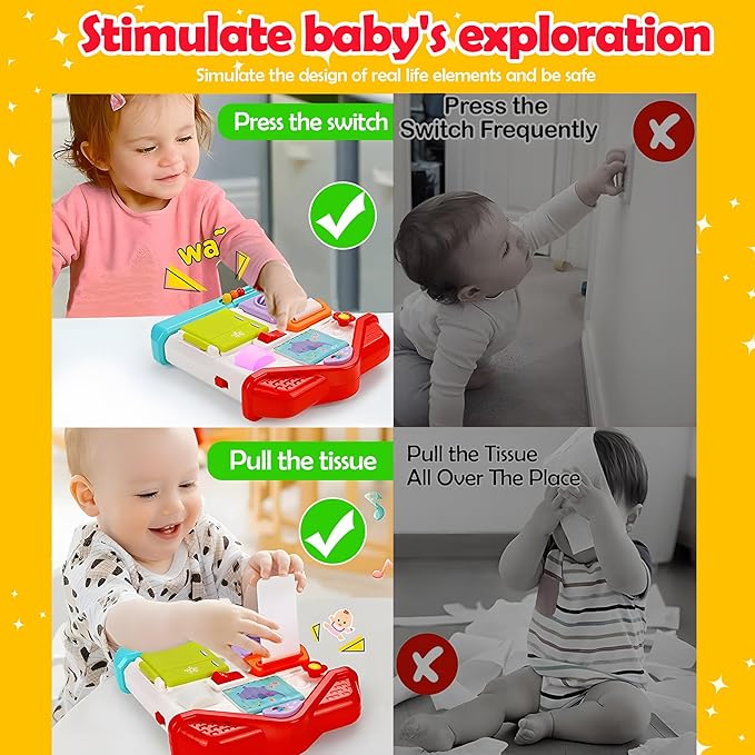Baby Busy Board for 1 Year Old, Musical Montessori House Busy Board with Light & Music, Toddler Activity Toy for Boys Girls 12-18 Months, 1 Year Old Birthday Gift