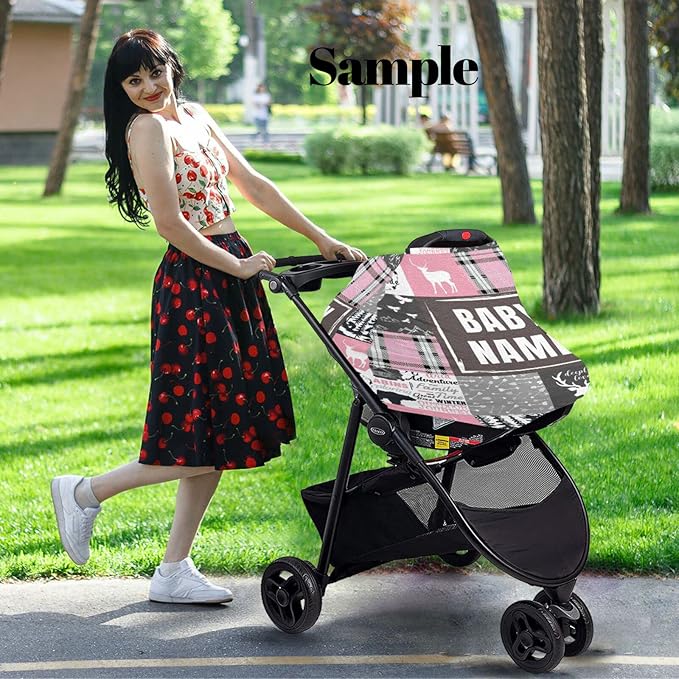 Personalized Baby Car Seat Covers with Name, Custom Nursing Cover Breastfeeding for Babies, Carseat Canopy for Girls and Boys, Infant Stroller Cover, Breathable Carseats Cover(Red Tractor Farm Theme)