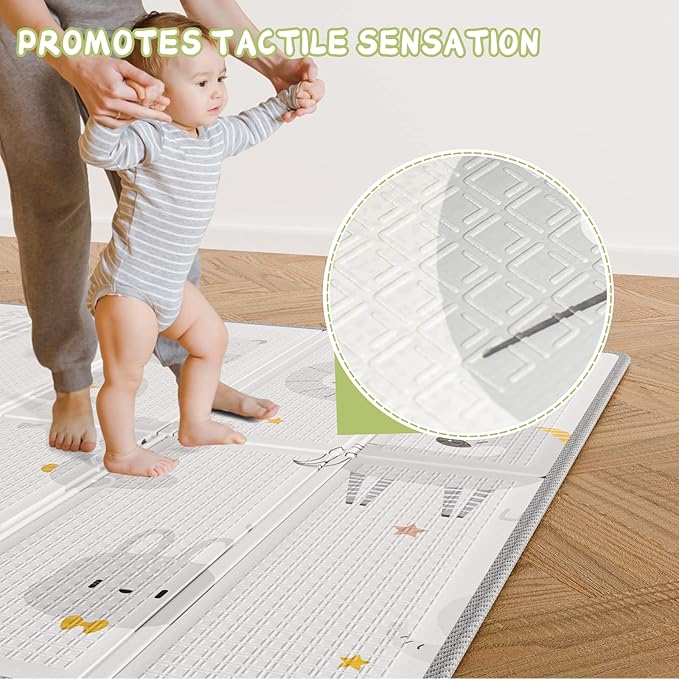 ZEEBABA Unicorns Play Mat, 59"x59" Foldable & Reversable Large Play Mat, 0.4" Thick Waterproof Foam Mat, Baby Activity Tummy Time Mat, Foam Play Mat for Babies and Toddlers