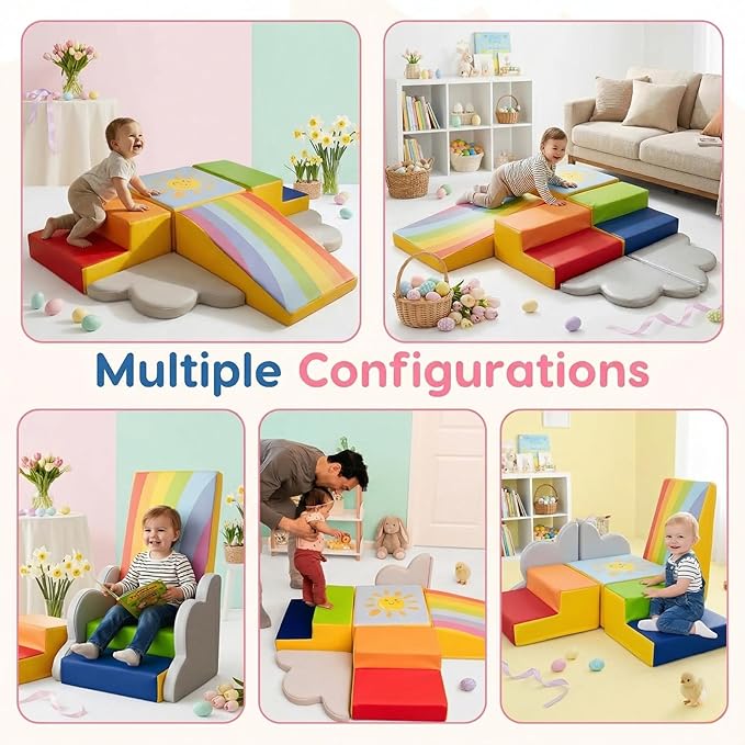 Foam Climbing Blocks 6-Piece Set - Indoor Climbing Toys for Toddlers Ages 1 to 4 Years - Soft Play Equipment that Builds Motor Skills and Balance