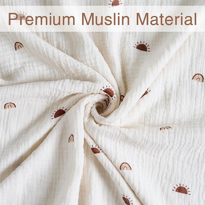 Meracorallo Muslin Mini Crib Sheet, Pack n Play Fitted Sheet, Soft and Breathable Pack and Play Playard Mattress Sheet for Baby Boys and Girls, Sun Rainbow