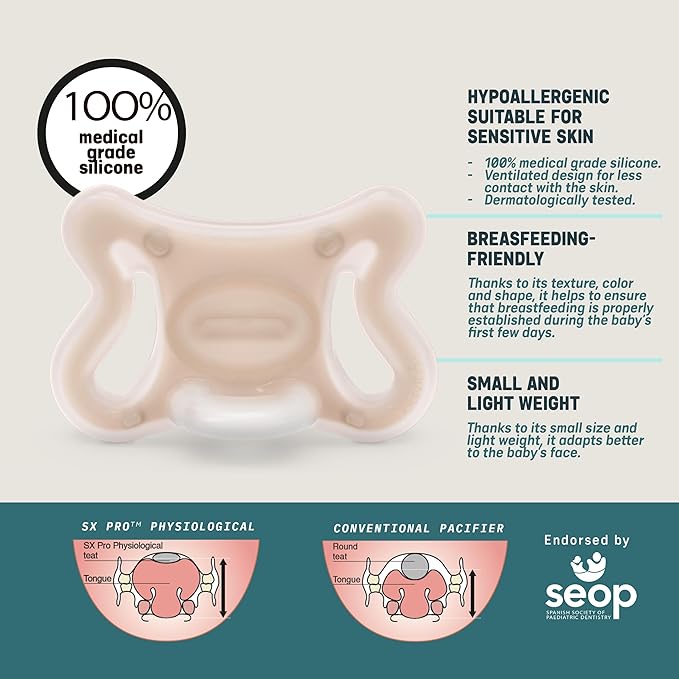 Suavinex Zero Zero Silicone Baby Pacifier w/SX Pro Physiological Pacifier Nipple (-2-2M), Medium