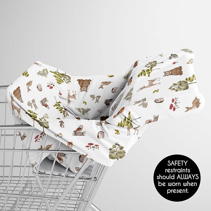 Sweet Jojo Designs Woodland Forest Animals Boy Girl Unisex/Gender Neutral Infant Baby Car Seat Cover Nursing Breastfeeding High Chair Shopping Cart Stroller Carrier Multipurpose Use Watercolor Friends