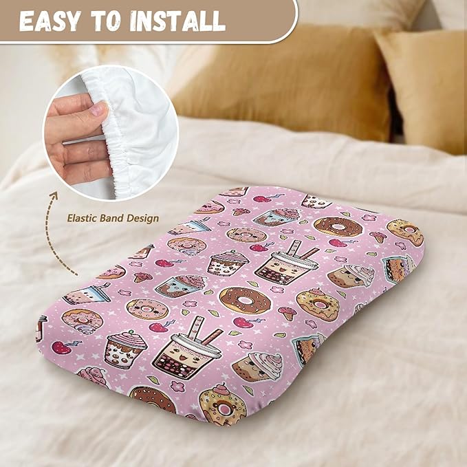 Ice Cream Milk Tea Donuts Newborn Pillow Lounger Cover Baby Nest Loungers Snuggle Me Cover Infant Stretch Fitted Pillow Covers Pink Baby Blanket