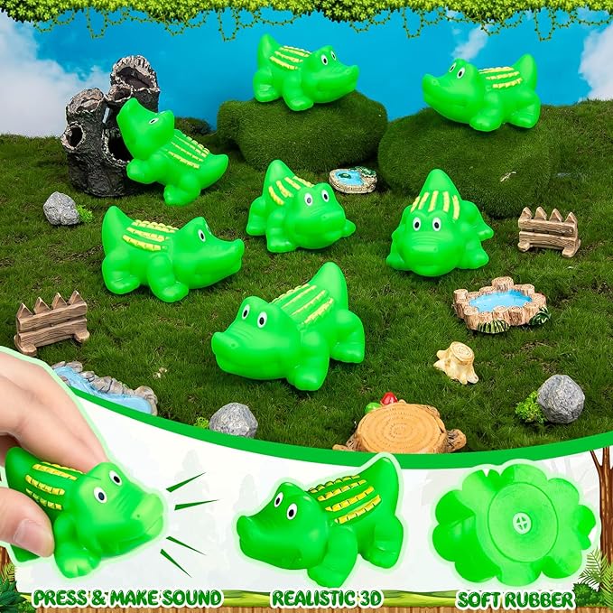 36 pcs Rubber Alligator Bath Toy Mini Plastic Crocodile Float Squeak Toy Bathtub Toys Bulk for Birthday Baby Shower Christmas Halloween Pool Party Supplies