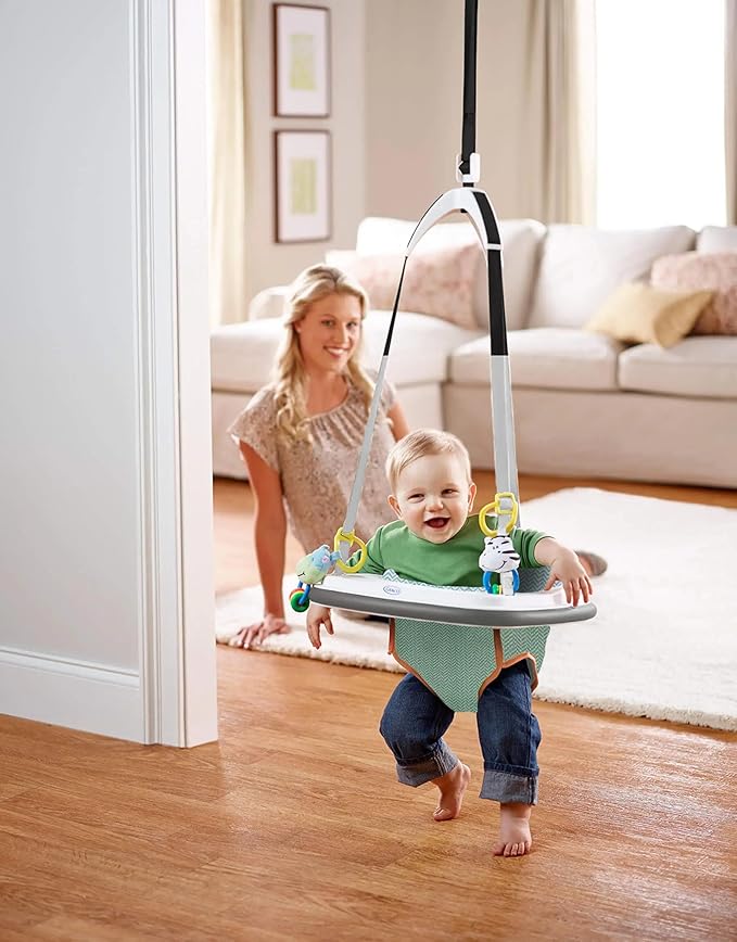 Graco Bumper Doorway Jumper for Baby, Bounce Seat with Machine Washable Pad, Adjustable Height Baby Jumper, Play Tray for Toys, Caravan
