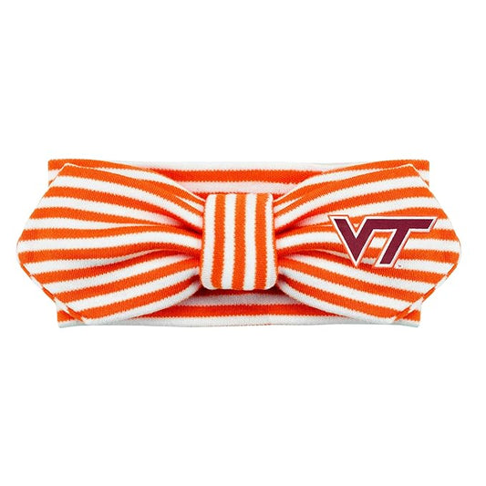Creative Knitwear Virginia Tech Hokies Infant Girls Orange/White Striped Hair Knot Headband Embroidered Logo - Size Newborn - 4T