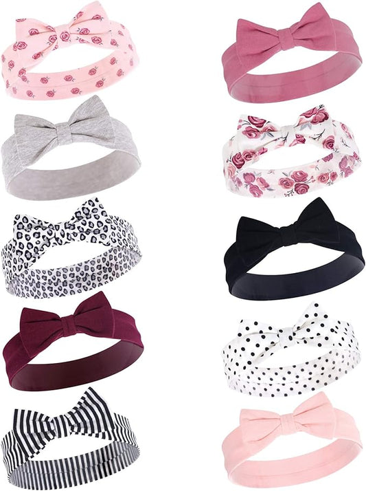 Hudson Baby Cotton and Synthetic Headbands, Size 0-24 Months