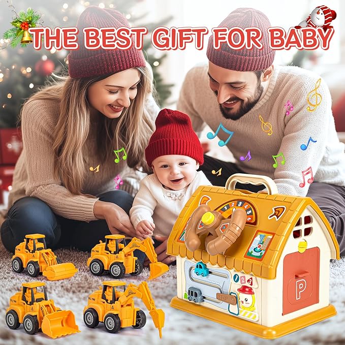 Baby Toys for 1 2 3 Year Old Boy and Girl Gifts Toddler Toys Age 1-2 10-in-1 Montessori with Sound Lights Music Clock Telephone and Car Educational Birthday for Boys Girls 12-18 Months