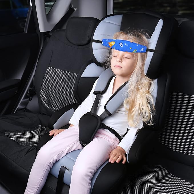 HESTYA 2 Pcs Carseat Head Support Toddler, Stroller Seat Headrest for Sleeping Traveling, Neck Relief Headband Strap for Kids Children Toddler Infant(Space)