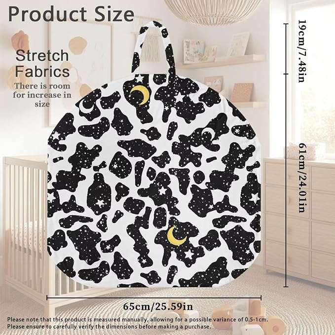 Cow Stripes Moon and Star Newborn Lounger Cover Removable Protector Cover for Infant Lounger Pillow, Soft Snug Fitted Baby Lounger Slipcover Easy to Use and Dustptoof