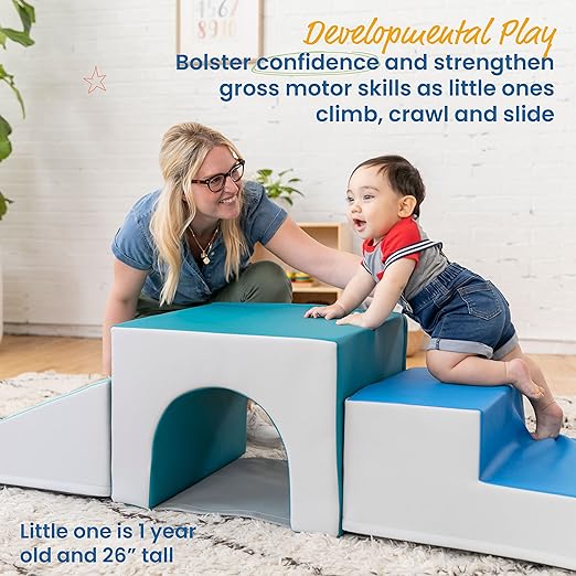 ECR4Kids SoftZone Single Tunnel Climber, Toddler Playset, Contemporary, 3-Piece