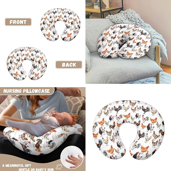 Chickens Carseat Canopy for Babies Colorful Breastfeeding Nursing Pillow Slipcovers Breathable Fits Snug On Infant 2PCS Baby Feeding Essentials