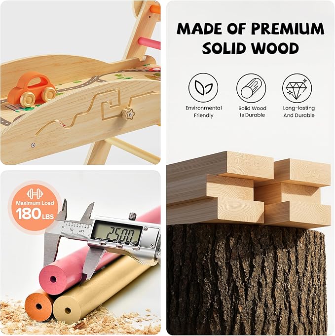 Pikler Triangle Climbing Set with Cushion, Foldable Climbing Toys Indoor, Montessori Toddler Gym, 10-in-1 Climber & Playground, Gift for Christmas, Birthday, New Year (Sahara Sunset)