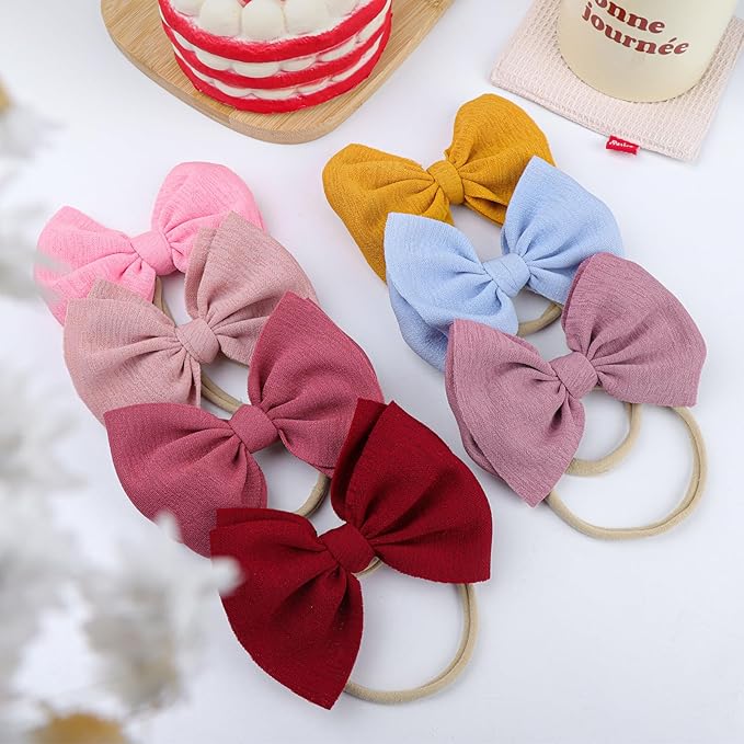 YanJie 4.5'' Baby Girls Soft Nylon Headbands Newborn Bows Handmade Hairbands Hair Accessories for Newborn Infant Toddler Kids 16Pcs