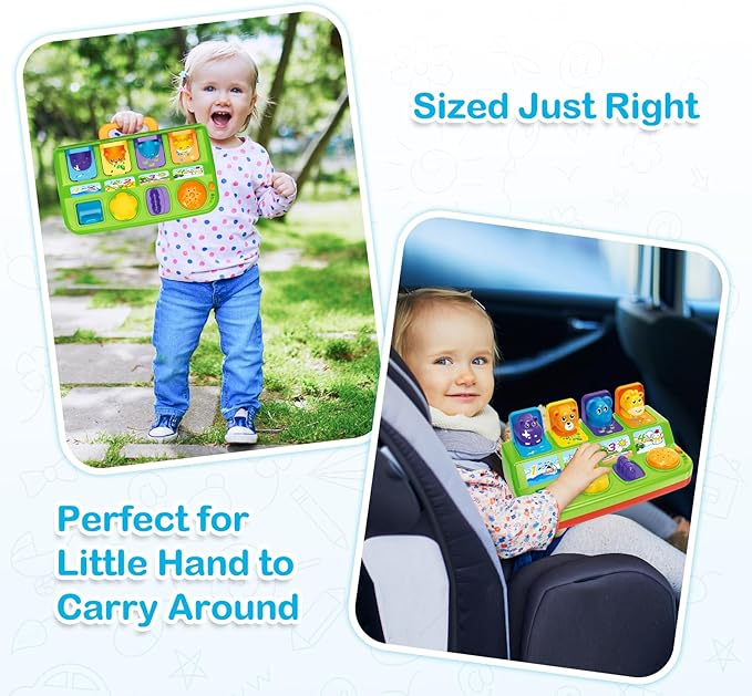 Ellinjan Musical Pop-Up Cause and Effect Toys with Light & Music for 1-3 Year Olds, Baby Interactive Toy with Animal Sounds, Ideal Gifts for Babies Boys Girls