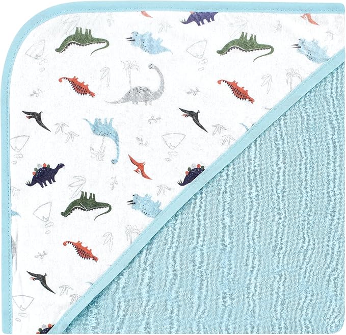 Hudson Baby Unisex Baby Cotton Rich Hooded Towels, Dinosaurs, One Size