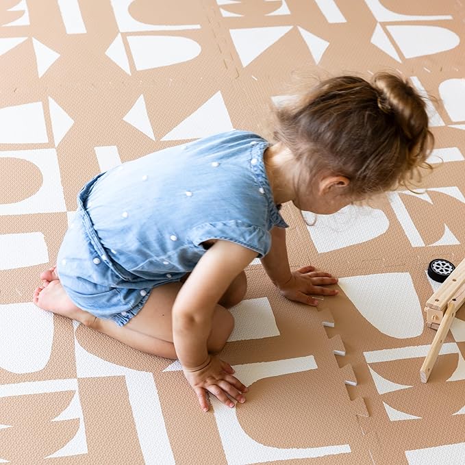 Lillefolk Baby Play Mat for Floor – 6x6ft Terracotta | Non Toxic Premium EVA Foam Tiles for Early Development Play, Crawling & Playroom – Waterproof Interlocking Mat for Babies & Toddlers (9 Tiles)