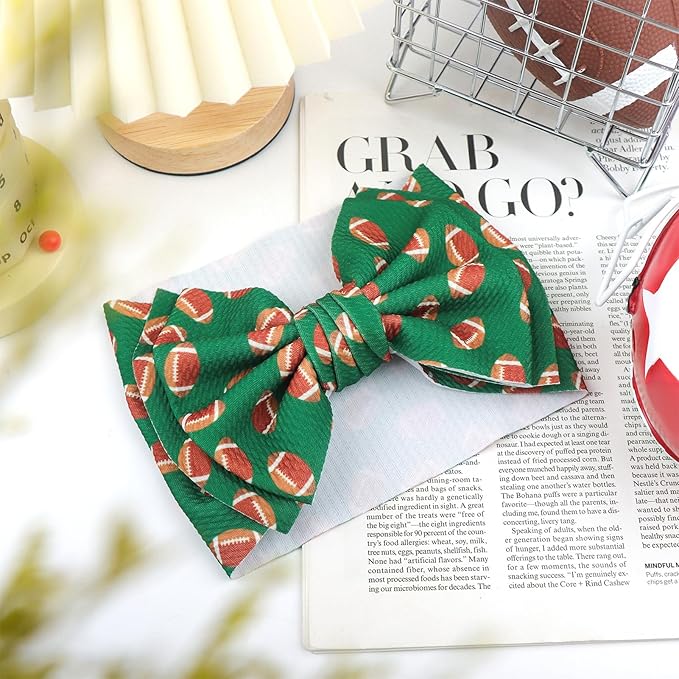 YanJie 7'' Football Baby Clothes Girl Headbands Hair Bows Super Bowl Hair Accessories for Newborn Infant Babies Baby Girl Football Outfit