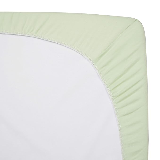 TL Care 2 Pack 100% Natural Cotton Fitted Pack and Play Sheets 39" x 27" - Soft & Breathable Pack N Play Sheets for Playard & Mini Crib Mattress, Celery, for Boys & Girls