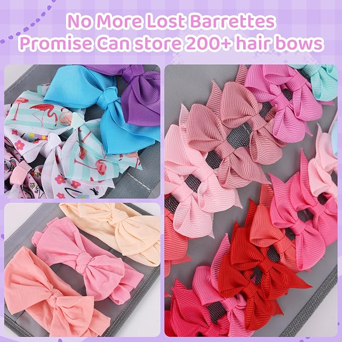 Bow Organizer for Girls, Bows Holder for Girls Hair, Pink Unicorn Bow Case Organizer for Toddler Baby Girl Hair Accessories for Claw Clip (Unicorn)