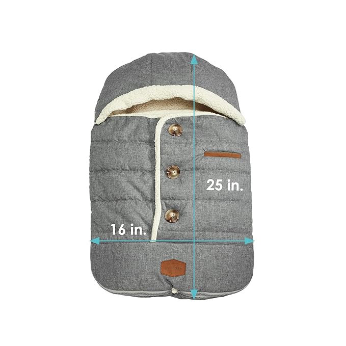 JJ Cole Bundle Me Winter Toddler Car Seat Cover and Bunting Bag - Urban - Weather Resistant Baby Carrier Cover - Winter Baby Essentials - Heather Gray