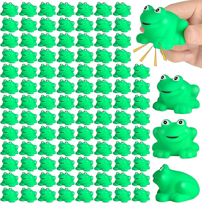 Mototo 120 PCS Rubber Frogs Little Squeaky Frogs Float Bath Toy Green Shower Swimming Bathtub Toy Easter Egg Stuffer for Hyundai Santa Cruz Jeep Game Prize Froggy Birthday Party Classroom School Decor