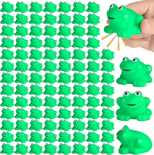 Mototo 120 PCS Rubber Frogs Little Squeaky Frogs Float Bath Toy Green Shower Swimming Bathtub Toy Easter Egg Stuffer for Hyundai Santa Cruz Jeep Game Prize Froggy Birthday Party Classroom School Decor