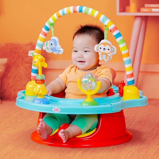 Bright Starts 3-in-1 SuperSeat Playful Paradise, Baby Activity Seat with Toys, Snacking Tray, Booster Seat, BPA Free Tray, Unisex, 6 Months +