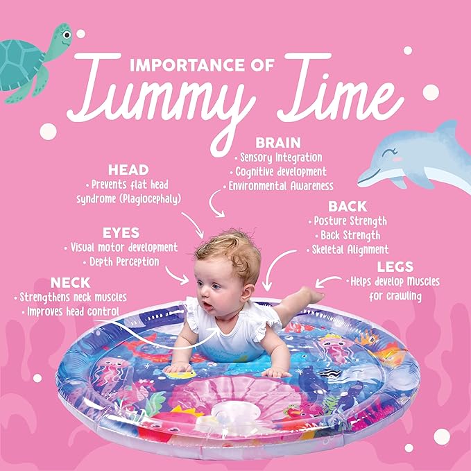 KooKooBaby Tummy Time Water Mat for Babies - Xtra Large Sensory Baby Water Mat for Tummy Time & Motor Development - Leak-Proof Water Pad, Durable Infant Water Play Mats for Baby Boys & Girls 3 Months+