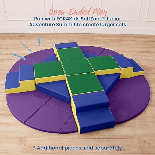 ECR4Kids SoftZone Junior Pedestal Play Block Corner Climber, Beginner Playset, Assorted