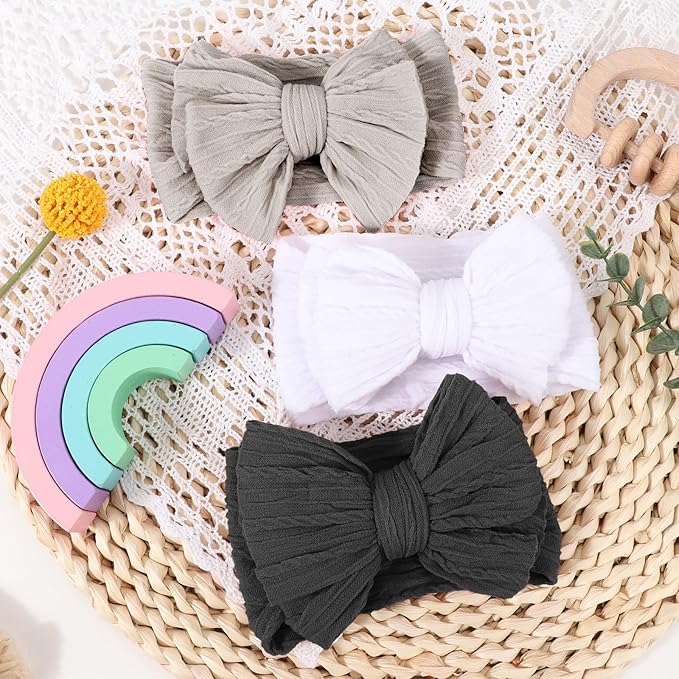 AQOKKA Baby Bows Headbands Nylon Baby Girl Headbands Soft Handmade Hairbands Toddler Hair Accessories for Girls Baby Newborn Infant Kids