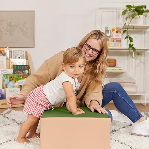 ECR4Kids SoftZone Junior Pedestal Play Block Corner Climber, Beginner Playset, Earthtone