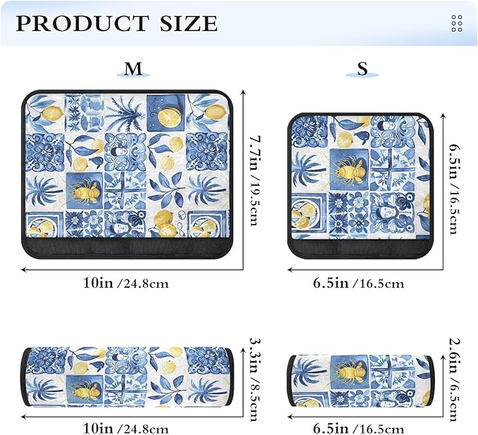CHIFIGNO Sicilian Style Blue White Seat Belt Cover Pack of 2 Universal Seat Belt Strap Cover Car Seat Shoulder Strap Pads Protect Your Neck and Shoulder