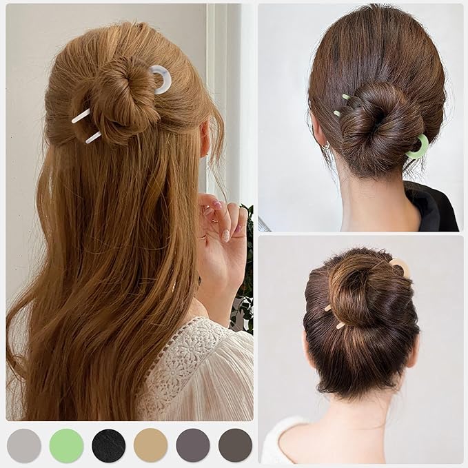 Hair Pins, U-Shaped Hair Pins - 6 PCS Bobby Pins for Fine, Thick & Long Hair, Invisible Strong Hold Hair Styling Accessories