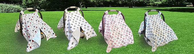 Vera Elephant 100% Breathable Cotton Baby Car Seat Cover (Blue Grey)