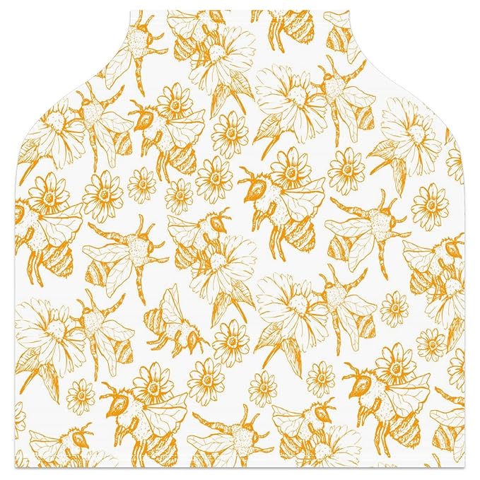 Baby Car Seat Stroller Covers Honey Bee Queen Collect Nectar Nursing Cover Breastfeeding Scarf Soft Breathable Stretchy Infant Car Canopy Coverage Carseat Cover for Boys and Girls Multi Use