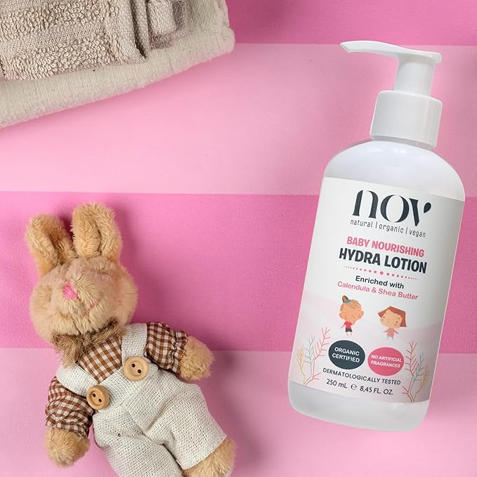 NOV Baby Nourishing Hydra Lotion - Baby Lotion for Newborn to Calm Itchiness and Redness - Newborn Essentials Shea Butter for Sensitive Skin - 8.45 oz