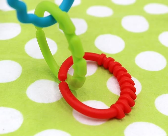 24 Pack Baby Teether Rings Links Toys Colorful Round Connecting Ring for Rattle Strollers Car Seat Travel Toys - Suit for Baby, Infant, Newborn, Kids(Rainbow Colors)