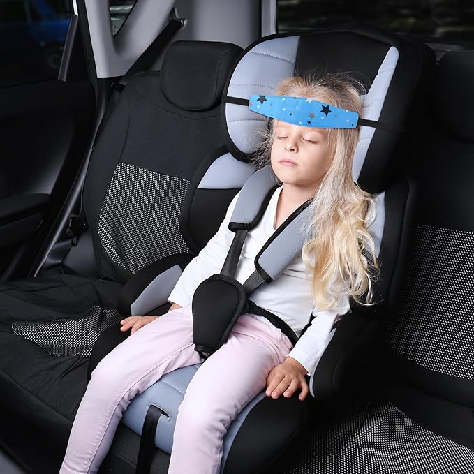 HESTYA 2 Pcs Carseat Head Support Toddler, Stroller Seat Headrest for Sleeping Traveling, Neck Relief Headband Strap for Kids Children Toddler Infant(Star)
