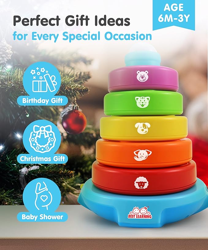 BEST LEARNING Stack & Learn - Developmental Educational Activity Stacking Toy for 6 or 9 Month Old Baby Toys and Up | First 1 Year Boy Girl Gifts for Birthday Gift