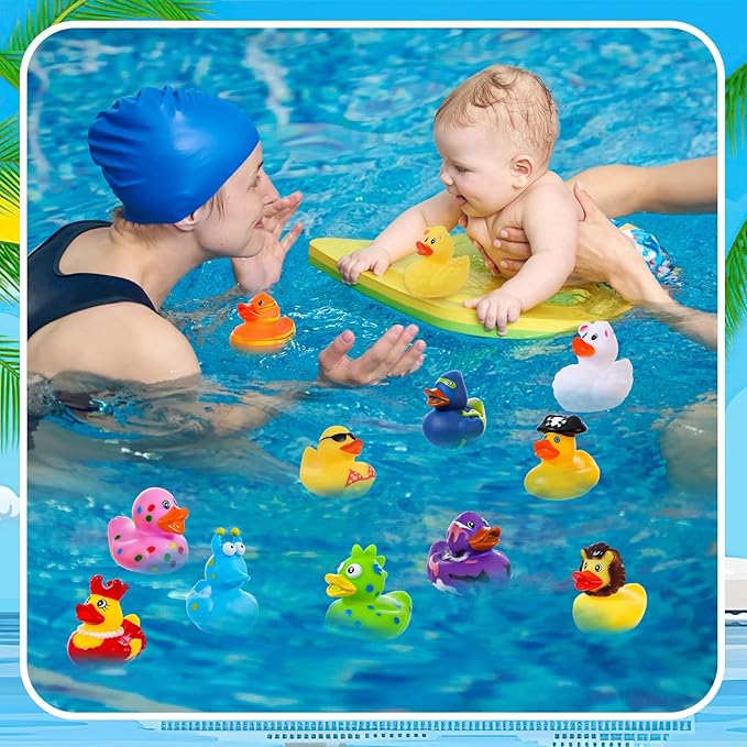 150 Pcs Cruise Ducks Tags Kits Includes 50 Pcs Cruising Ducks with 50 Pcs Cruise Duck Tags and 50 Pcs Rubber Bands Random Assorted Rubber Ducks for Cruise Ship Hiding Ducks