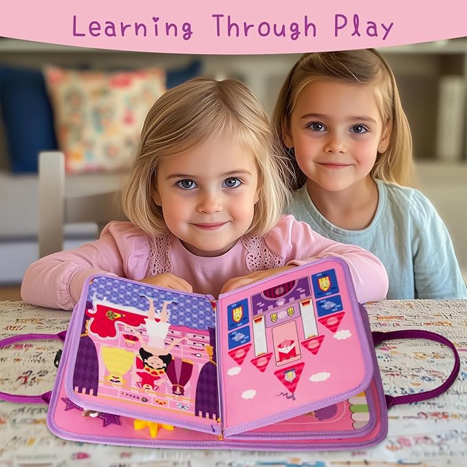 WOODENFUN Busy Board Montessori Toys for Boy Girl Birthday Gifts, Busy Book Learning Sensory Easter Toys for Toddlers, Toddler Travel Autism Educational Activities Fine Motor Skills