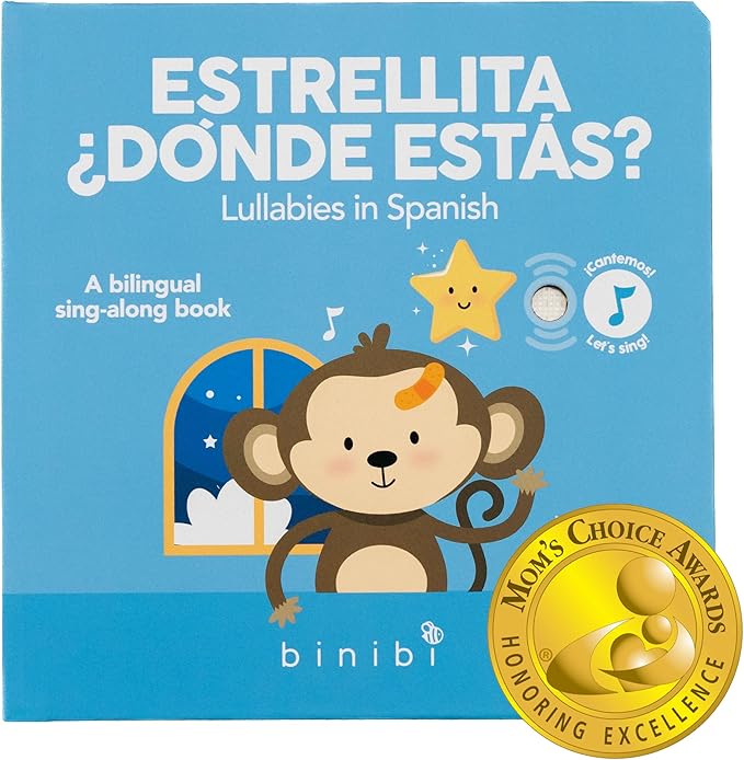 Binibi Estrellita ¿Dónde Estás? – Bilingual Musical Sound Book for Toddlers 1–3, Spanish Lullabies & Nursery Rhymes, Interactive Board Book. Libro en Español para Niños.