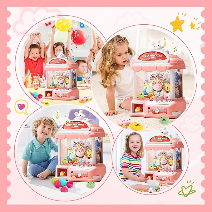 Large Claw Machine for Kids, Musical Electronic Arcade Game Console with Adjustable Sound, Christmas and Birthday Gift for Kids, Includes 30 Toys & 24 Game Coins & 20 Surprise Eggs